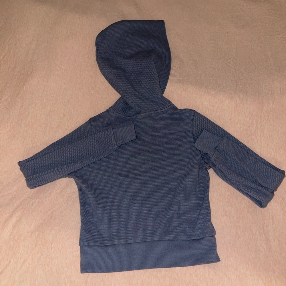 Aritzia Tna Waffle Zip-up Hoodie (granite blue) - Picture 3 of 6